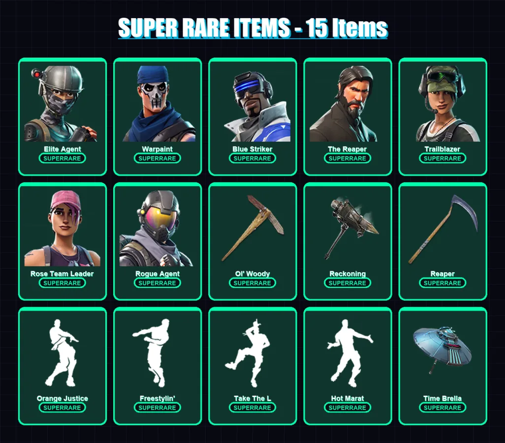 [PC/XBOX/PSN] | Elite Agent | Warpaint | Blue Striker | The Reaper | Trailblazer | 248 skin | 192 pickaxe | 125 emote | 141 glider | Lv1644