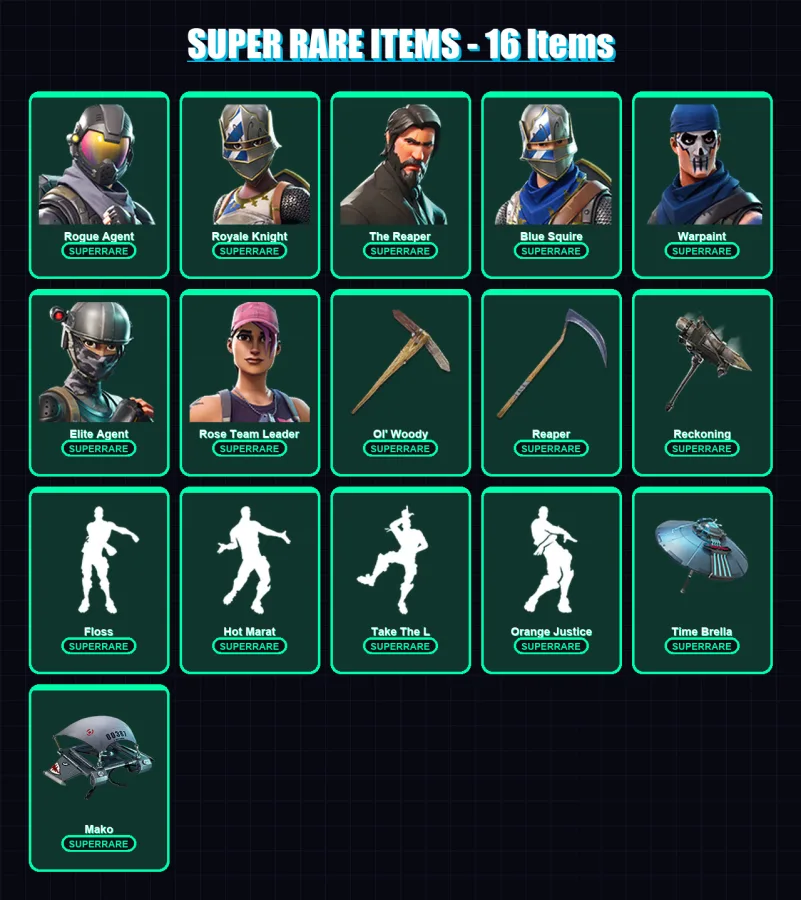 [PC/XBOX/PSN] | Rogue Agent | Royale Knight | The Reaper | Blue Squire | Warpaint | 70 skin | 55 pickaxe | 60 emote | 58 glider | Lv703 — Fortnite account