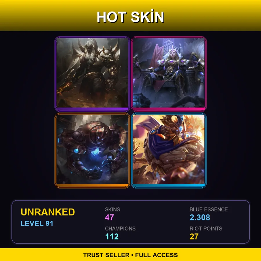 SG | Lv91 | Unranked | 47 Skin | 112 Champ — LoL account