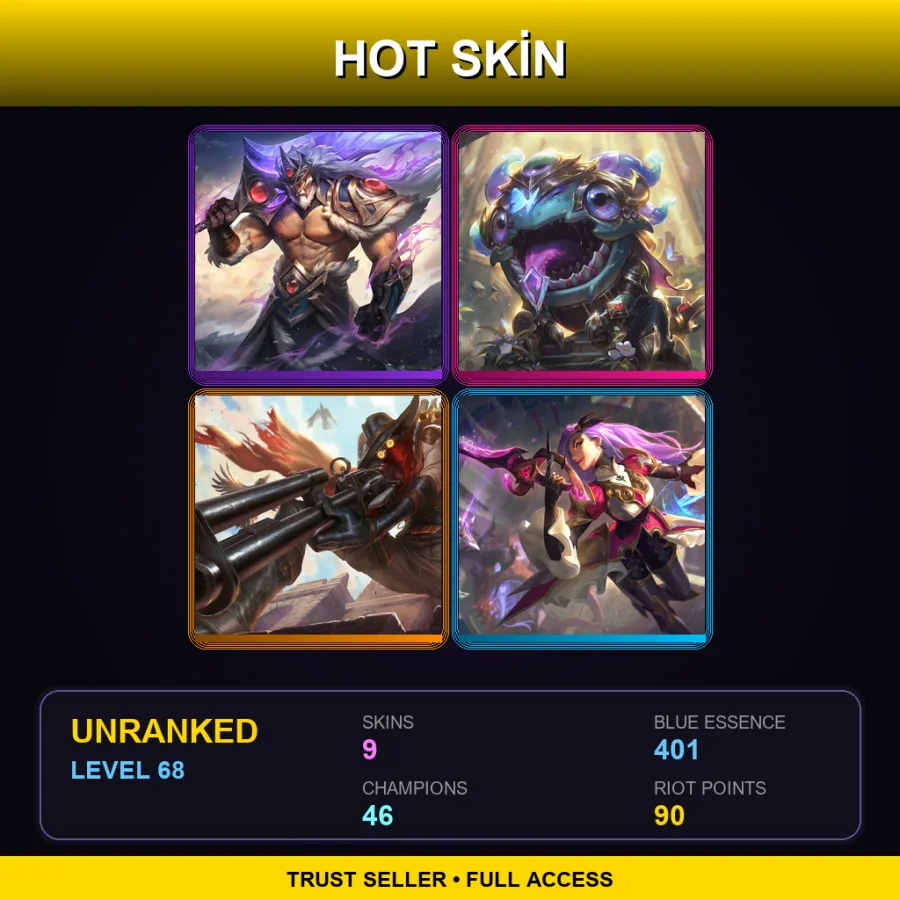 TR | Lv68 | Unranked | 9 Skin | 46 Champ