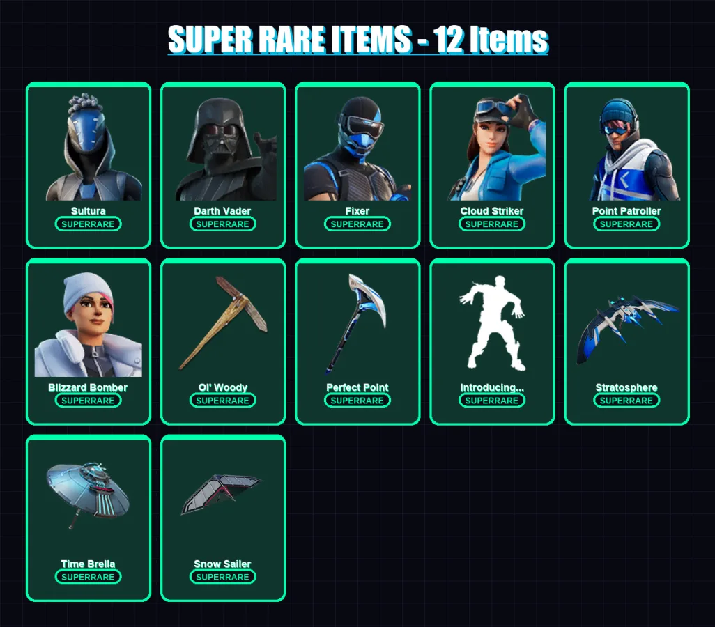 [PS4/PS5/PC] | Sultura | Darth Vader | Fixer | Cloud Striker | Point Patroller | 205 skin | 256 pickaxe | 177 emote | 197 glider | Lv2717