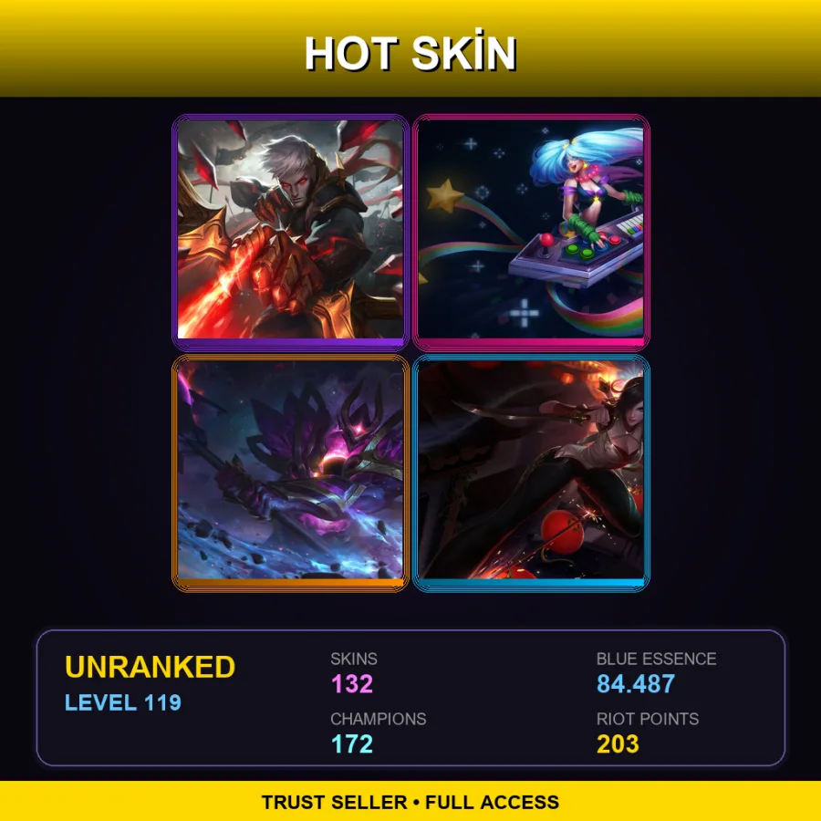 EUW | Lv119 | Unranked | 132 Skin | 172 Champ