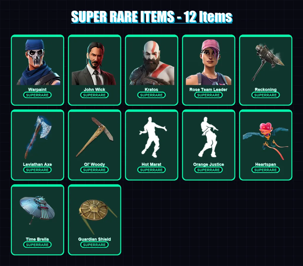 [PC/XBOX/PSN] | Warpaint | John Wick | Kratos | Rose Team Leader | Sorana | 146 skin | 99 pickaxe | 125 emote | 97 glider | Lv1067