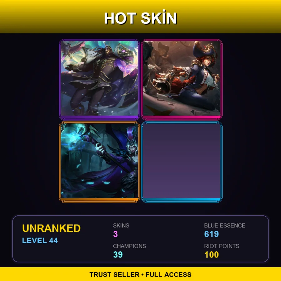 EUW | Lv44 | Unranked | 3 Skin | 39 Champ