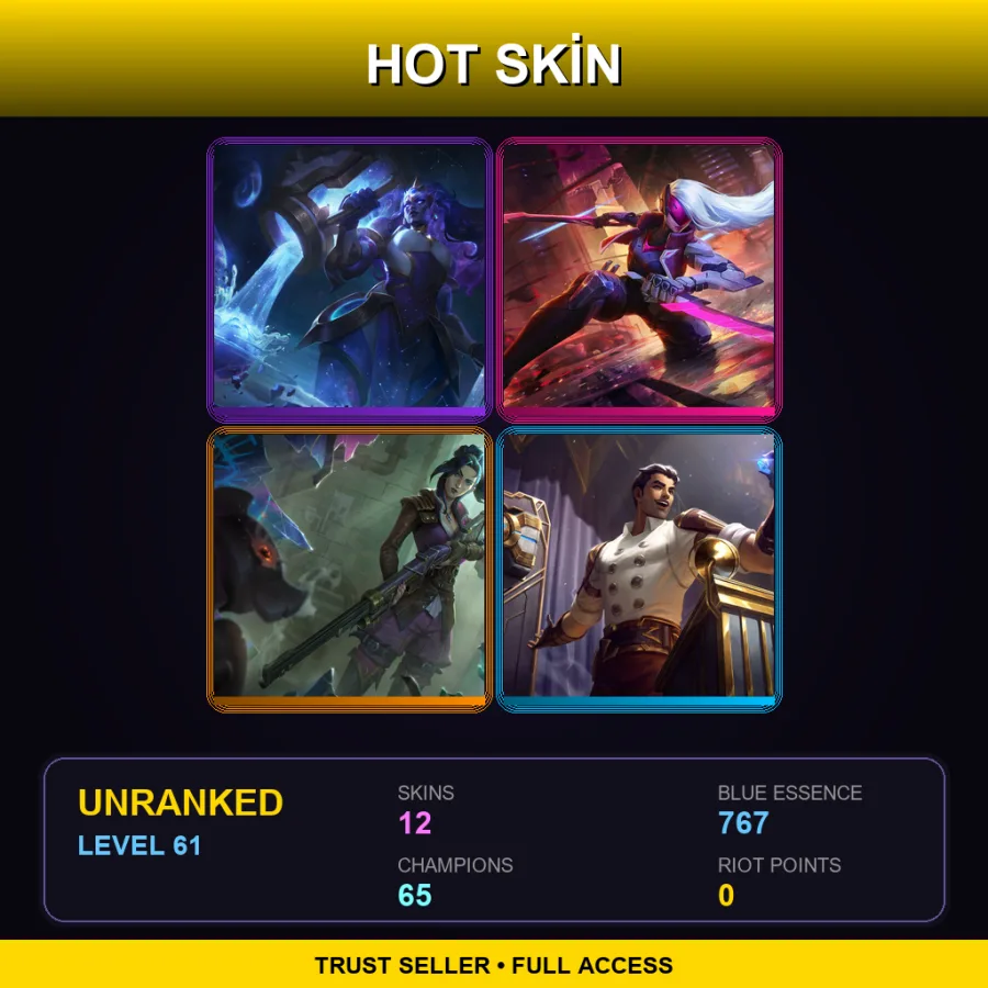 LAN | Lv61 | Unranked | 12 Skin | 65 Champ