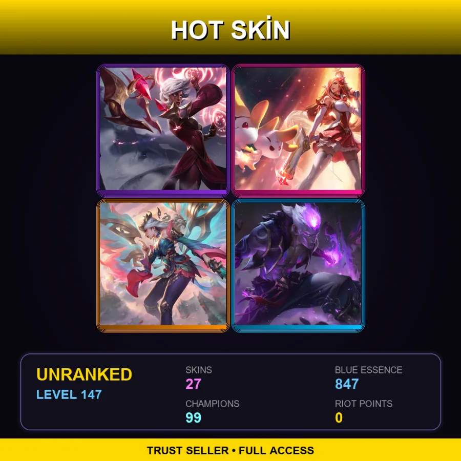 EUW | Lv147 | Unranked | 27 Skin | 99 Champ