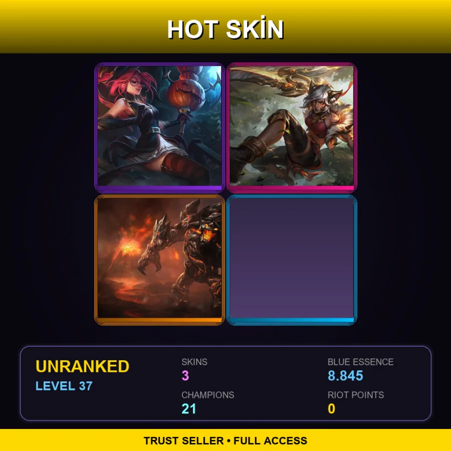 OCE | Lv37 | Unranked | 3 Skin | 21 Champ