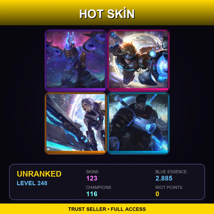SG | Lv248 | Unranked | 123 Skin | 116 Champ