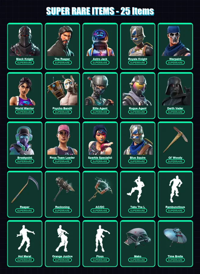 [PC/XBOX/PSN] | Black Knight | The Reaper | Astro Jack | Royale Knight | Warpaint | 387 skin | 320 pickaxe | 266 emote | 244 glider | Lv3900