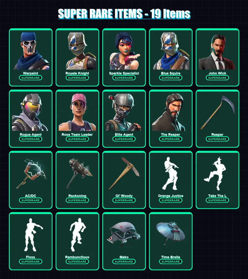 [PC/PSN] | Warpaint | Royale Knight | Sparkle Specialist | Blue Squire | John Wick | 88 skin | 70 pickaxe | 73 emote | 66 glider | Lv877