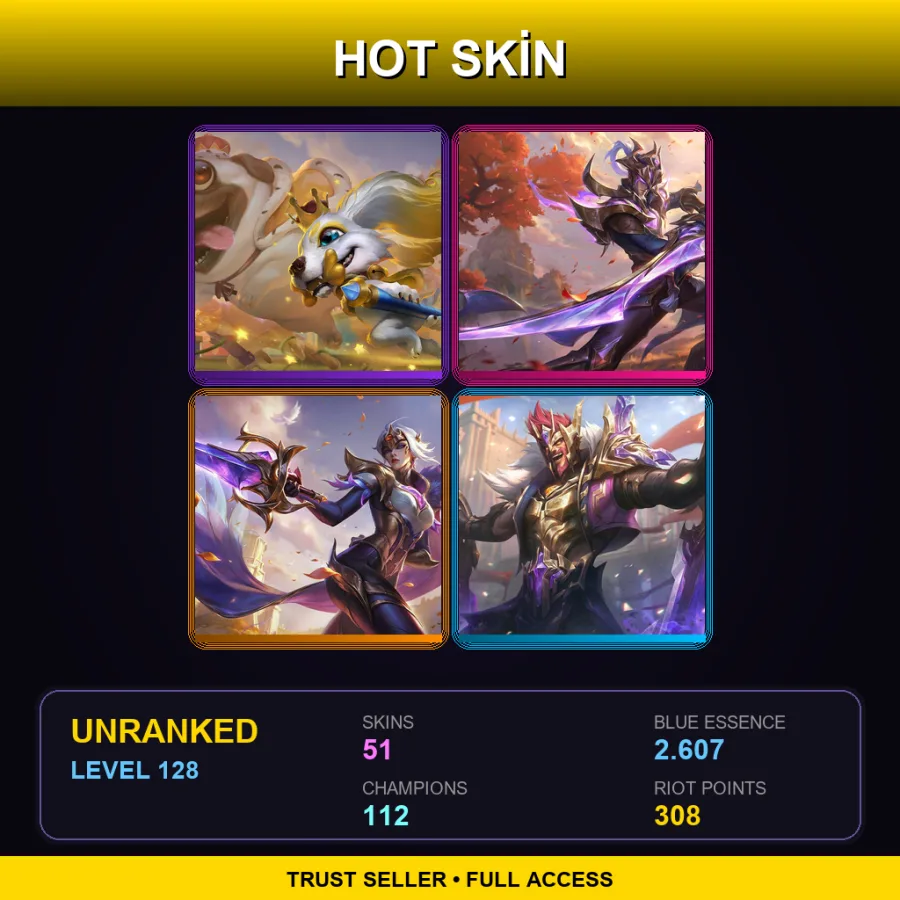EUW | Lv128 | Unranked | 51 Skin | 112 Champ