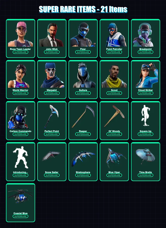 [PC/XBOX/PSN] | Rose Team Leader | John Wick | Fixer | Point Patroller | Breakpoint | 288 skin | 228 pickaxe | 223 emote | 180 glider | Lv3363 — Fortnite account