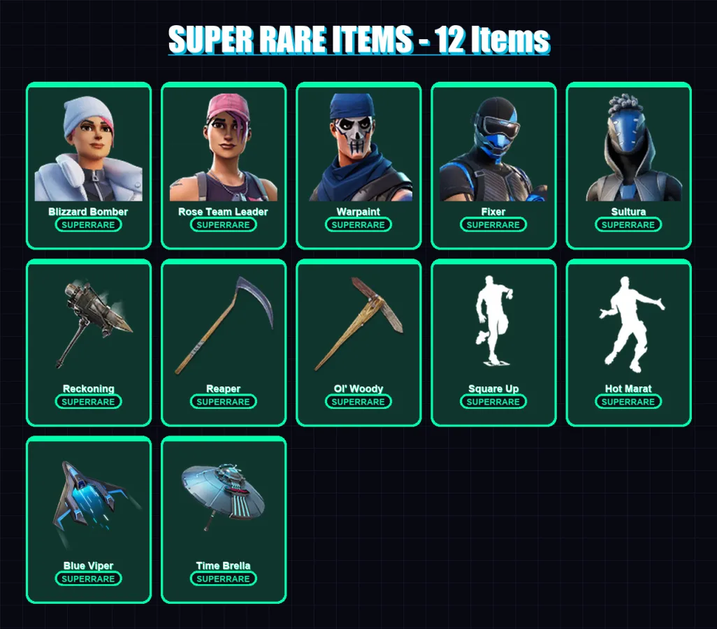 [PS4/PS5/XBOX/PC] | Blizzard Bomber | Rose Team Leader | Warpaint | Fixer | Sultura | 137 skin | 172 pickaxe | 168 emote | 155 glider | Lv2160
