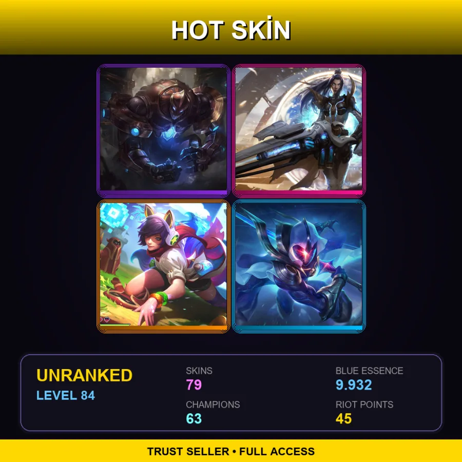 EUW | Lv84 | Unranked | 79 Skin | 63 Champ — LoL account