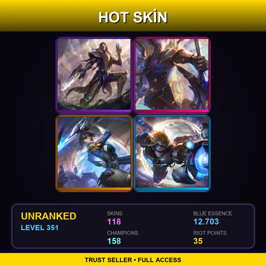 NA | Lv351 | Unranked | 118 Skin | 158 Champ