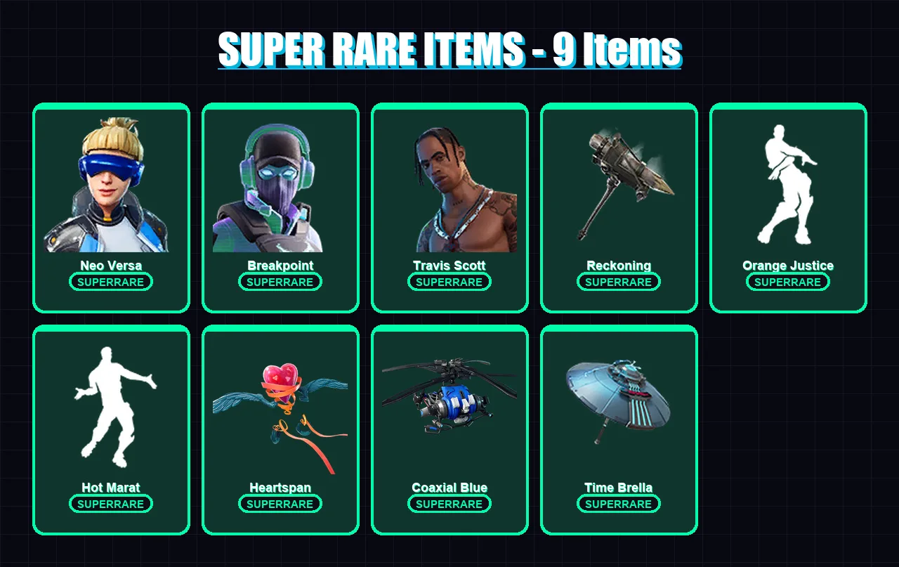 [PS4/PS5/XBOX/PC] | Neo Versa | Breakpoint | Travis Scott | Catalyst | Hybrid | 138 skin | 136 pickaxe | 137 emote | 124 glider | Lv2217
