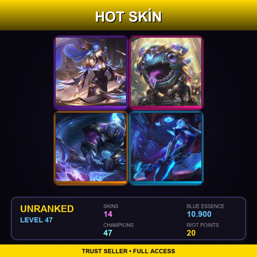 TR | Lv47 | Unranked | 14 Skin | 47 Champ