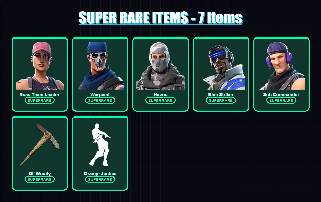 [PC/XBOX/PSN] | Rose Team Leader | Warpaint | Havoc | Blue Striker | Sub Commander | 18 skin | 12 pickaxe | 11 emote | 15 glider | Lv121