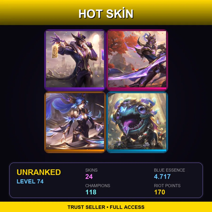 TR | Lv74 | Unranked | 24 Skin | 118 Champ — Medieval Twitch