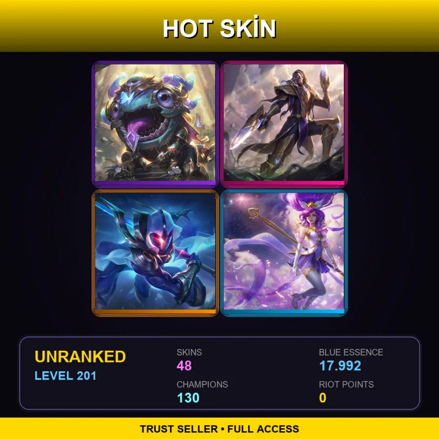 EUNE | Lv201 | Unranked | 48 Skin | 130 Champ — Cosmic Blade Master Yi