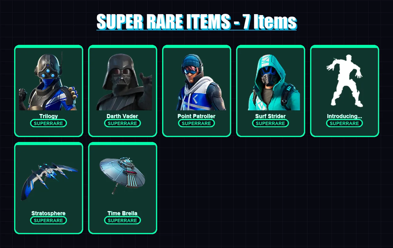 [PS4/PS5/XBOX/PC] | Trilogy | Darth Vader | Point Patroller | Surf Strider | Snap | 128 skin | 187 pickaxe | 157 emote | 156 glider | Lv3208