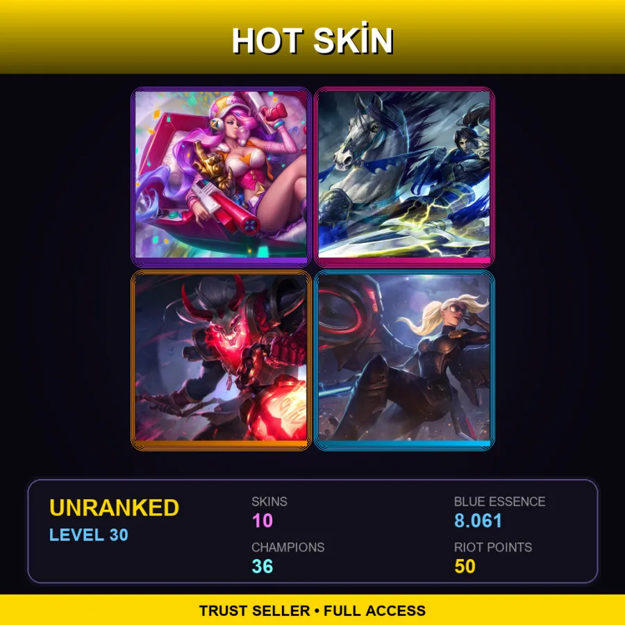 EUNE | Lv30 | Unranked | 10 Skin | 36 Champ — LoL account