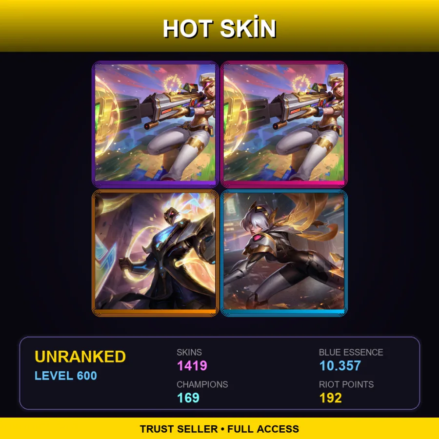 TW | Prestige Arcade Caitlyn (2022) | Prestige Arcade Caitlyn | Prestige Pulsefire Thresh | 1419 Skin | 169 Champ | Lv600