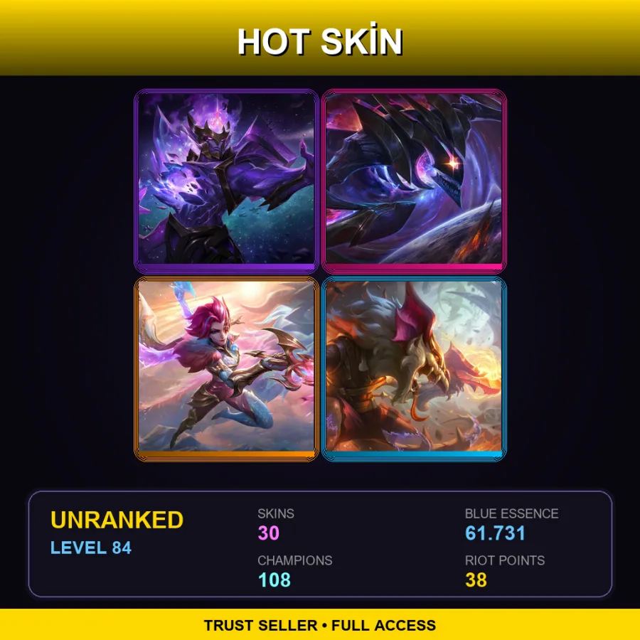 VN | Lv84 | Unranked | 30 Skin | 108 Champ