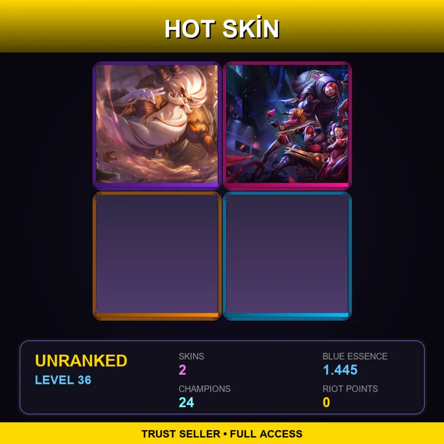 NA | Lv36 | Unranked | 2 Skin | 24 Champ — LoL account