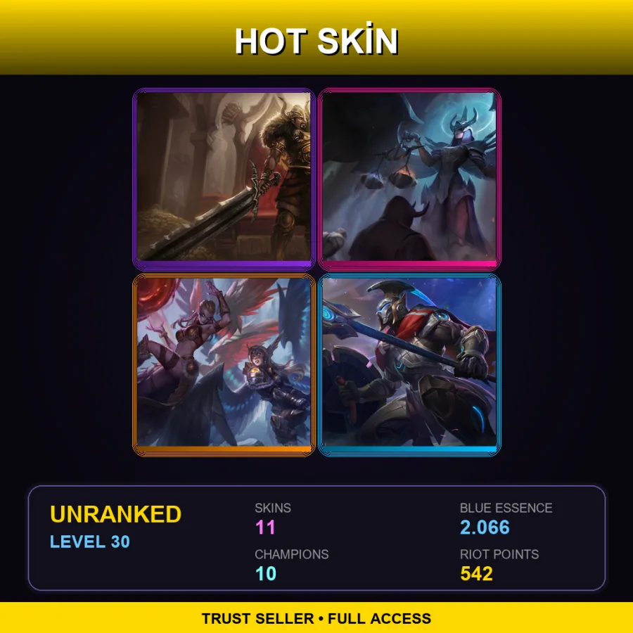 EUW | Lv30 | Unranked | 11 Skin | 10 Champ