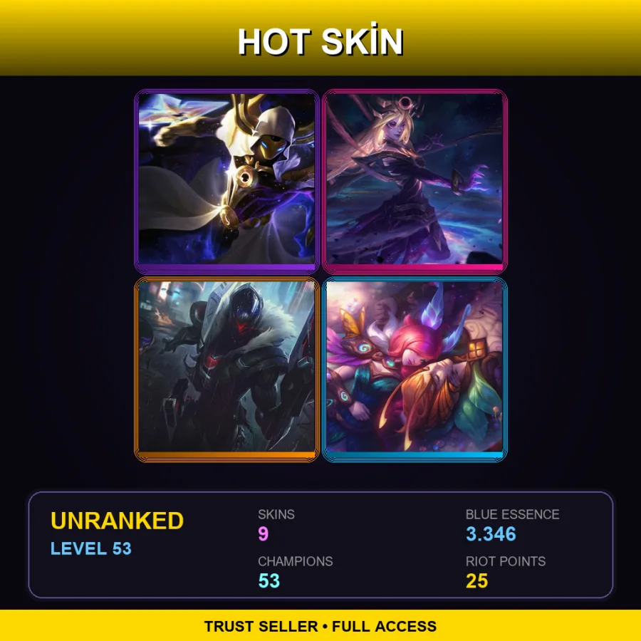 LAN | Lv53 | Unranked | 9 Skin | 53 Champ — Unranked / Smurf League of Legends