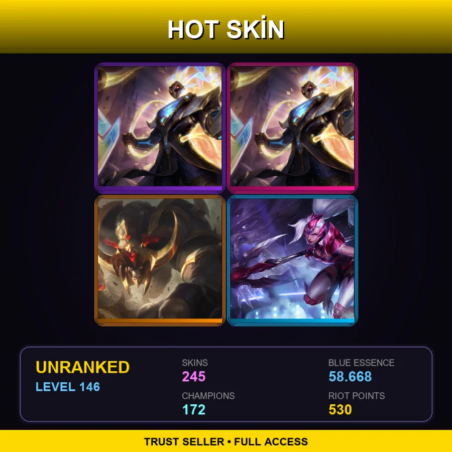 EUW | Lv146 | Unranked | 245 Skin | 172 Champ — LoL account