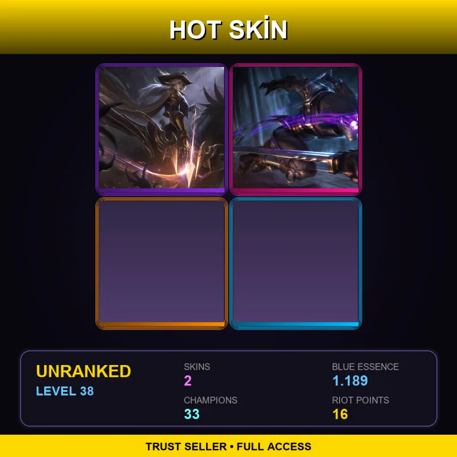 EUW | Lv38 | Unranked | 2 Skin | 33 Champ