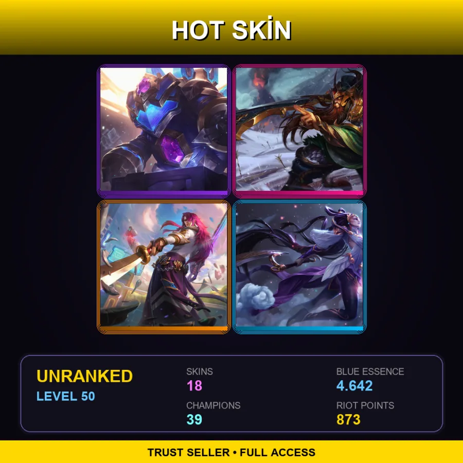 NA | Lv50 | Unranked | 18 Skin | 39 Champ — LoL account
