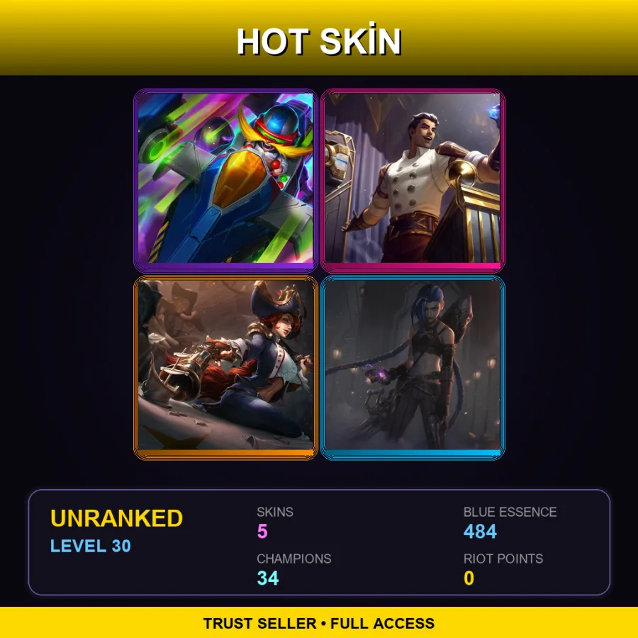 LAS | Lv30 | Unranked | 5 Skin | 34 Champ — Arcade Corki