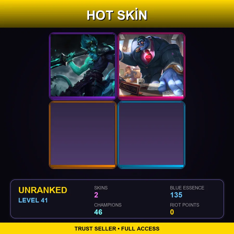 EUNE | Lv41 | Unranked | 2 Skin | 46 Champ — LoL account