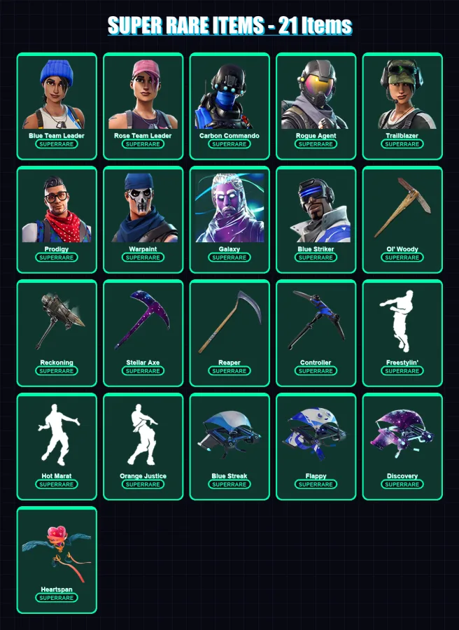 [PS4/PS5/PC] | Blue Team Leader | Rose Team Leader | Carbon Commando | Rogue Agent | Trailblazer | 91 skin | 64 pickaxe | 83 emote | 65 glider | Lv7