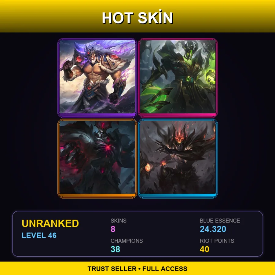 VN | Lv46 | Unranked | 8 Skin | 38 Champ — LoL account