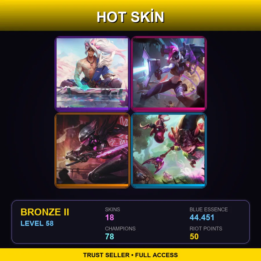 BR | Lv58 | Bronze II | 18 Skin | 78 Champ — LoL account