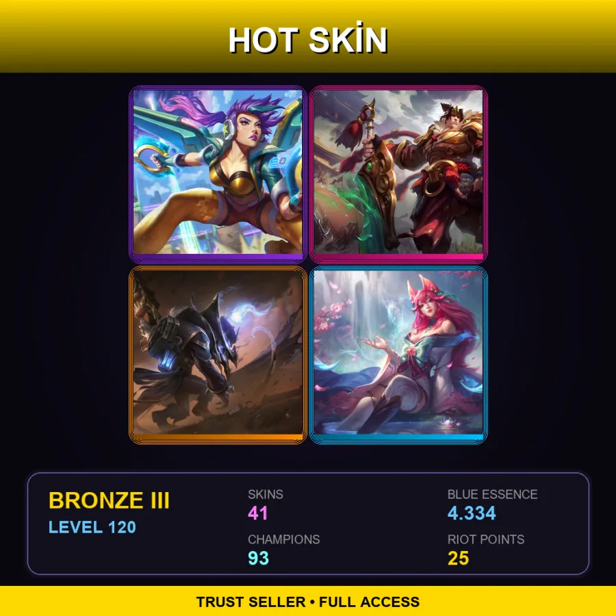 KR | Arcade Kai'Sa | Warring Kingdoms Garen | High Noon Twitch | Spirit Blossom Ahri | 41 Skin | 93 Champ | Bronze III | Lv120