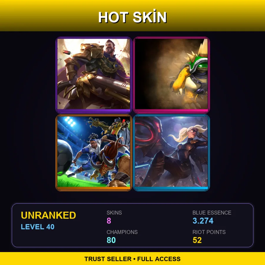VN | Lv40 | Unranked | 8 Skin | 80 Champ