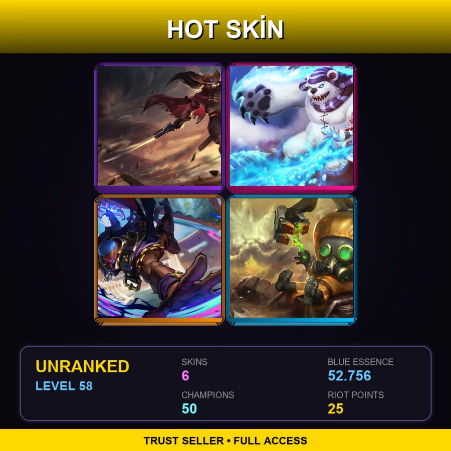 LAS | Lv58 | Unranked | 6 Skin | 50 Champ