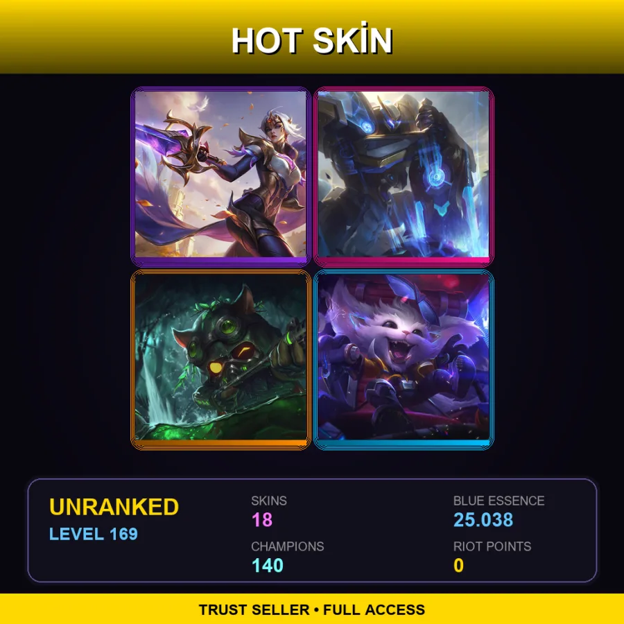 LAN | Lv169 | Unranked | 18 Skin | 140 Champ — Unranked / Smurf League of Legends