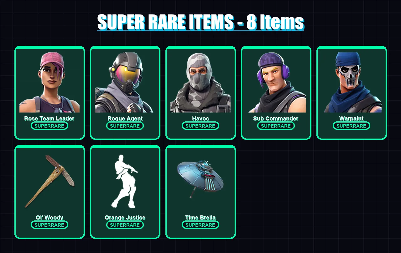 [PC/XBOX/PSN] | Rose Team Leader | Rogue Agent | Havoc | Sub Commander | Warpaint | 24 skin | 22 pickaxe | 15 emote | 26 glider | Lv274