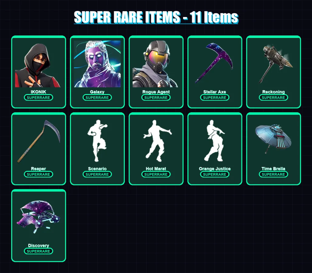 [PC/XBOX/PSN] | IKONIK | Galaxy | Rogue Agent | Omega | Calamity | 46 skin | 38 pickaxe | 68 emote | 49 glider | Lv826