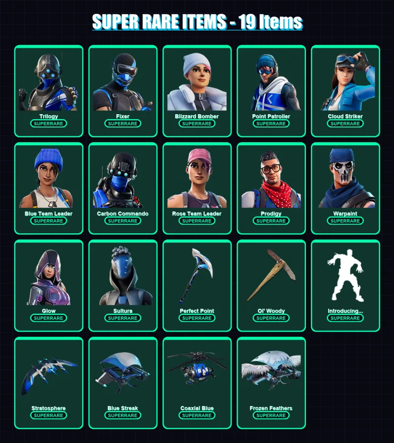 [PS4/PS5/XBOX/PC] | Trilogy | Fixer | Blizzard Bomber | Point Patroller | Cloud Striker | 111 skin | 99 pickaxe | 77 emote | 67 glider | Lv1051