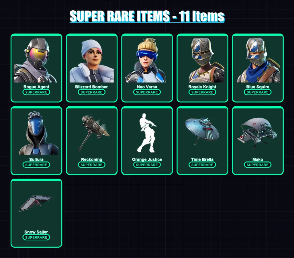 [PC/XBOX/PSN] | Rogue Agent | Blizzard Bomber | Neo Versa | Royale Knight | Blue Squire | 48 skin | 54 pickaxe | 70 emote | 54 glider | Lv650 — Fortnite account