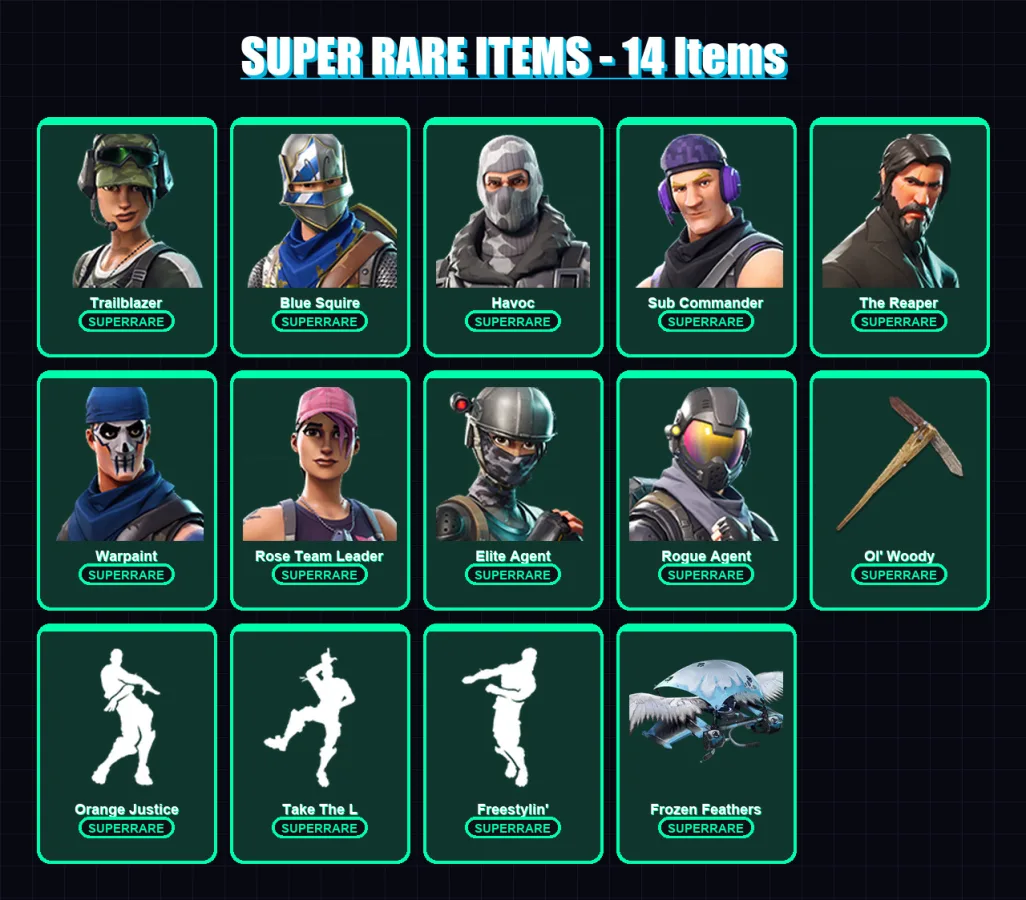 [PC/PSN] | Trailblazer | Blue Squire | Havoc | Sub Commander | The Reaper | 56 skin | 53 pickaxe | 51 emote | 46 glider | Lv535