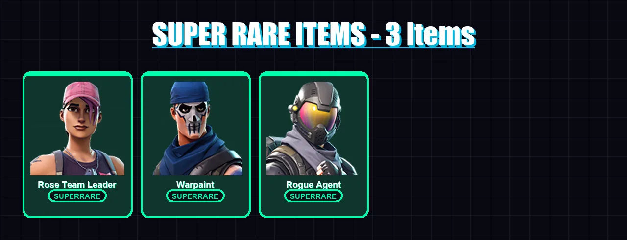 [SWITCH/XBOX/PSN/PC] | Rose Team Leader | Warpaint | Rogue Agent | Carbide | Battlehawk | 5 skin | 5 pickaxe | 3 emote | 4 glider | Lv50