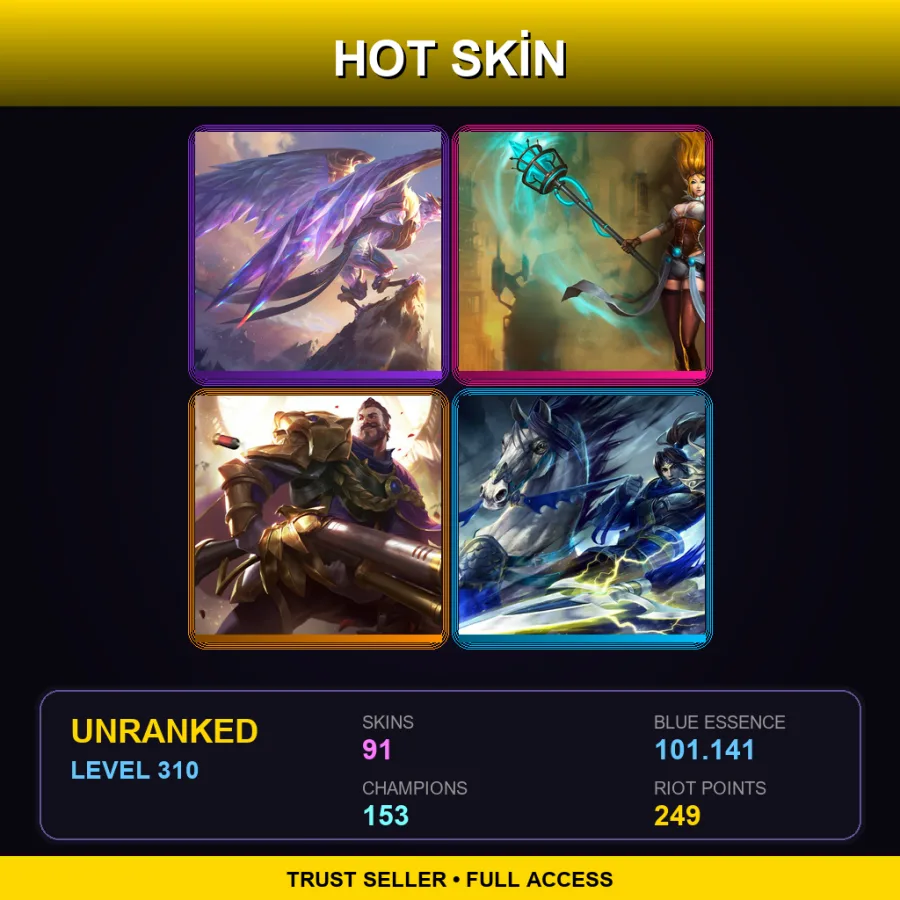 NA | Lv310 | Unranked | 91 Skin | 153 Champ — Woad Ashe